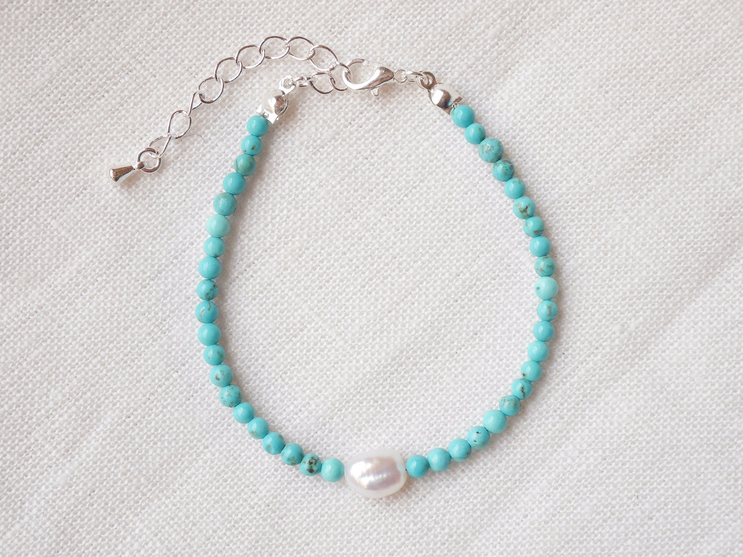 Turquoise beads bracelet | Beaded turquoise pearl bracelet | Small turquoise stone bracelet with genuine freshwater pearls | Gift for her