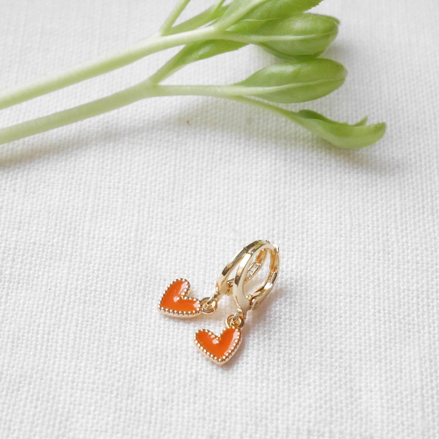 Colorful mini heart earrings | Cute Valentine's day hoop earrings | Tiny heart charm hoops in various colors | Dainty birthday gift for her