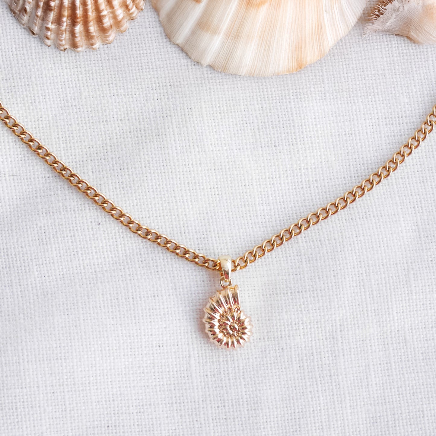 Seashell necklace - Spiral shell charm chain gift for her, dainty summer jewelry