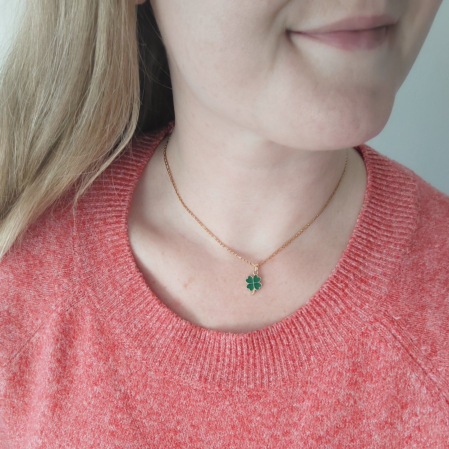 Four leaf clover necklace - dainty lucky charm jewelry, customized gift for her