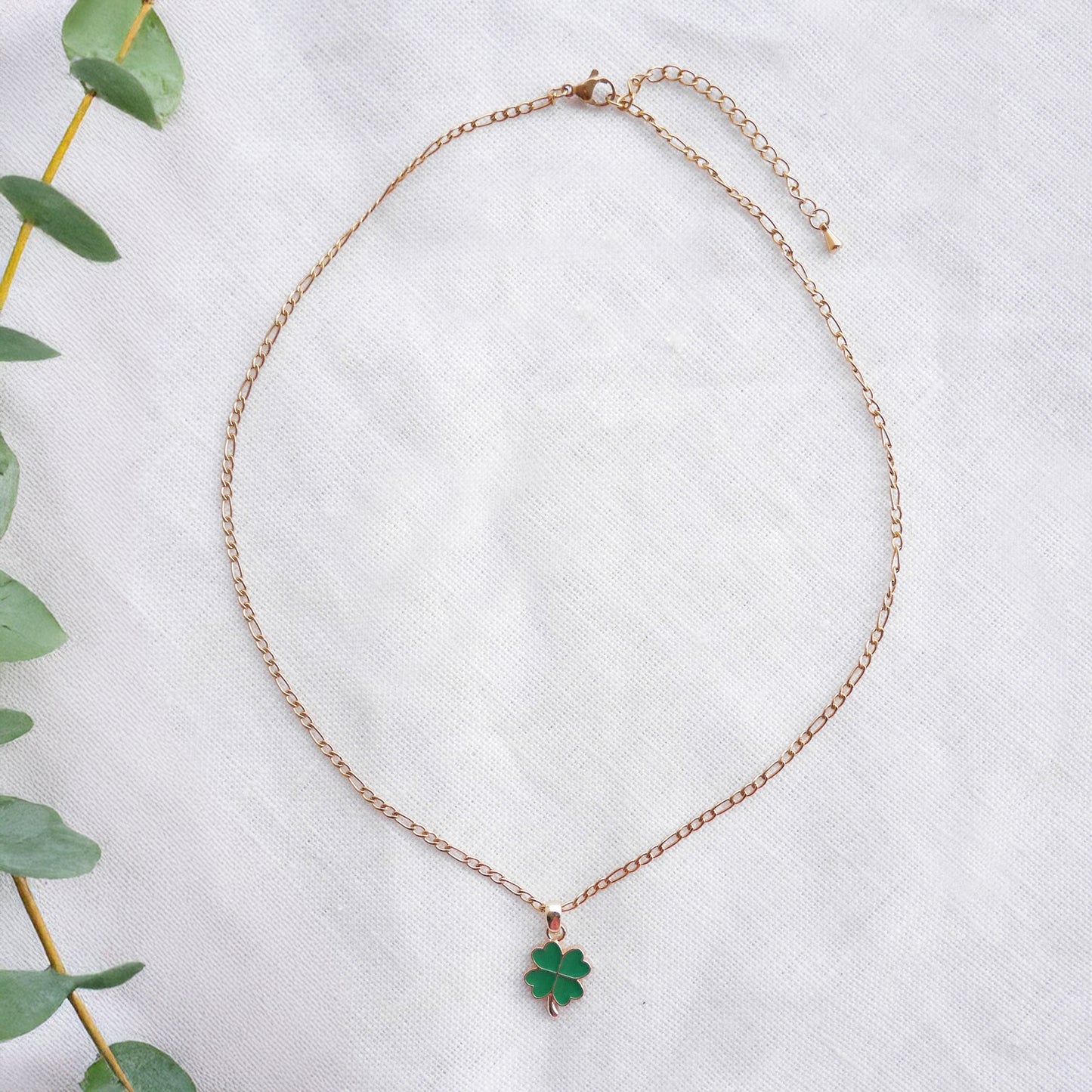 Four leaf clover necklace - dainty lucky charm jewelry, customized gift for her