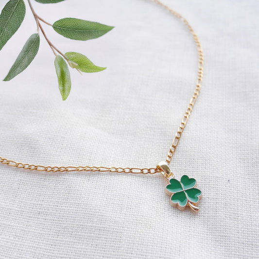 Four leaf clover necklace - dainty lucky charm jewelry, customized gift for her