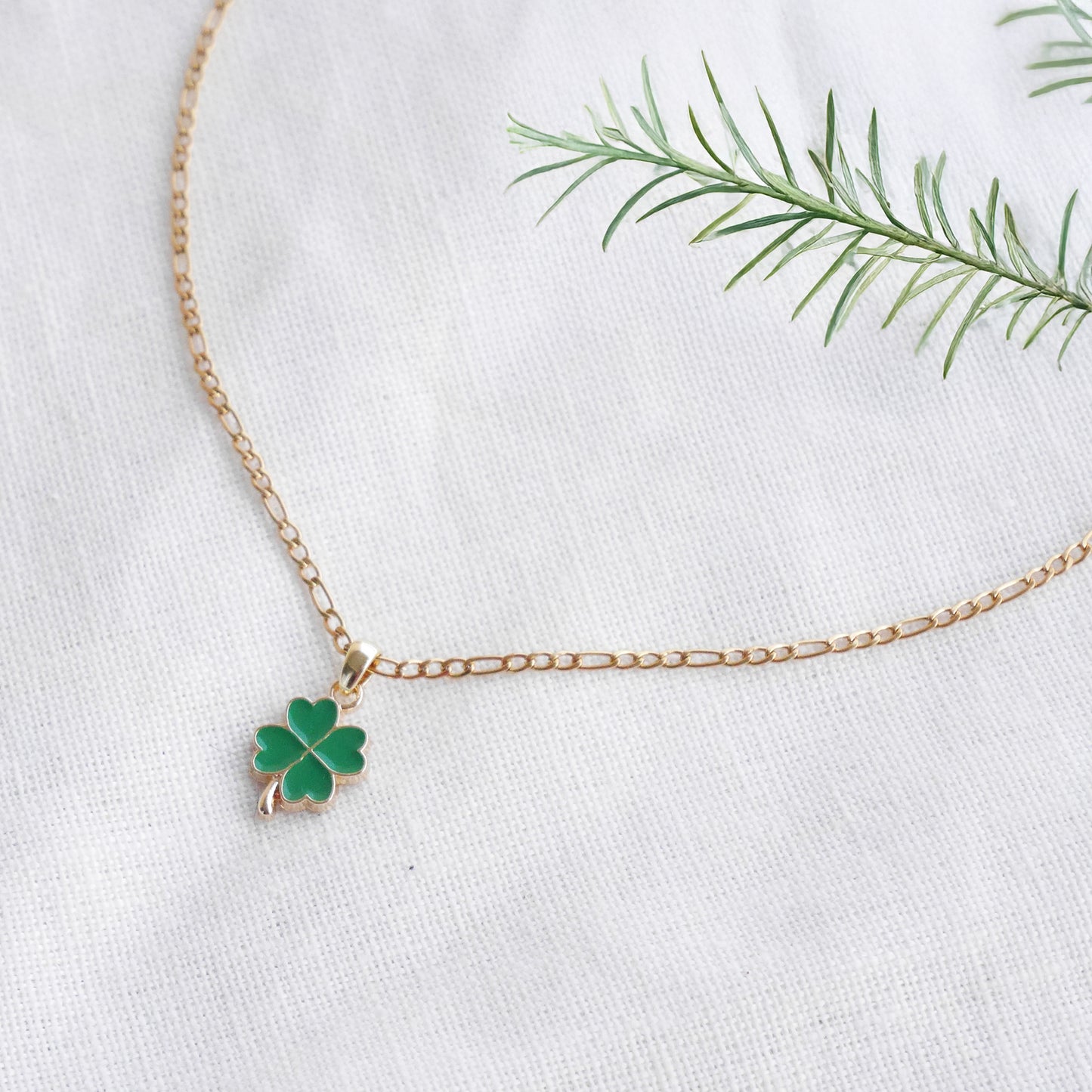 Four leaf clover necklace - dainty lucky charm jewelry, customized gift for her