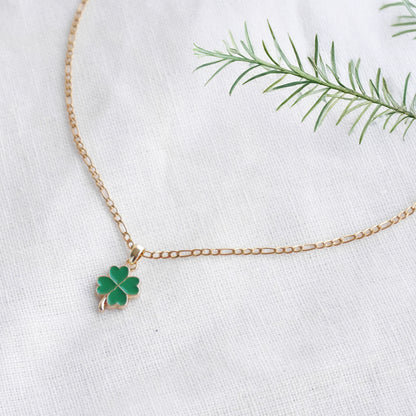 Four leaf clover necklace - dainty lucky charm jewelry, customized gift for her
