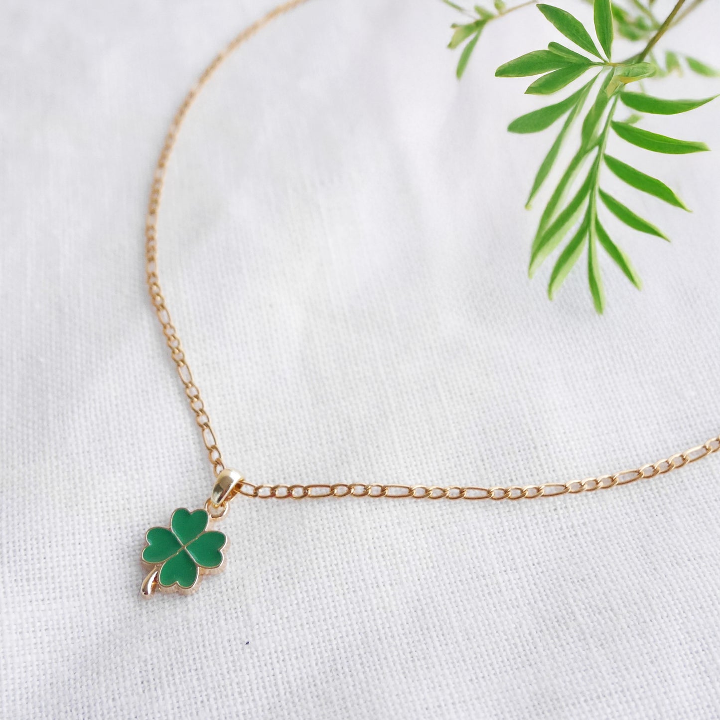 Four leaf clover necklace - dainty lucky charm jewelry, customized gift for her