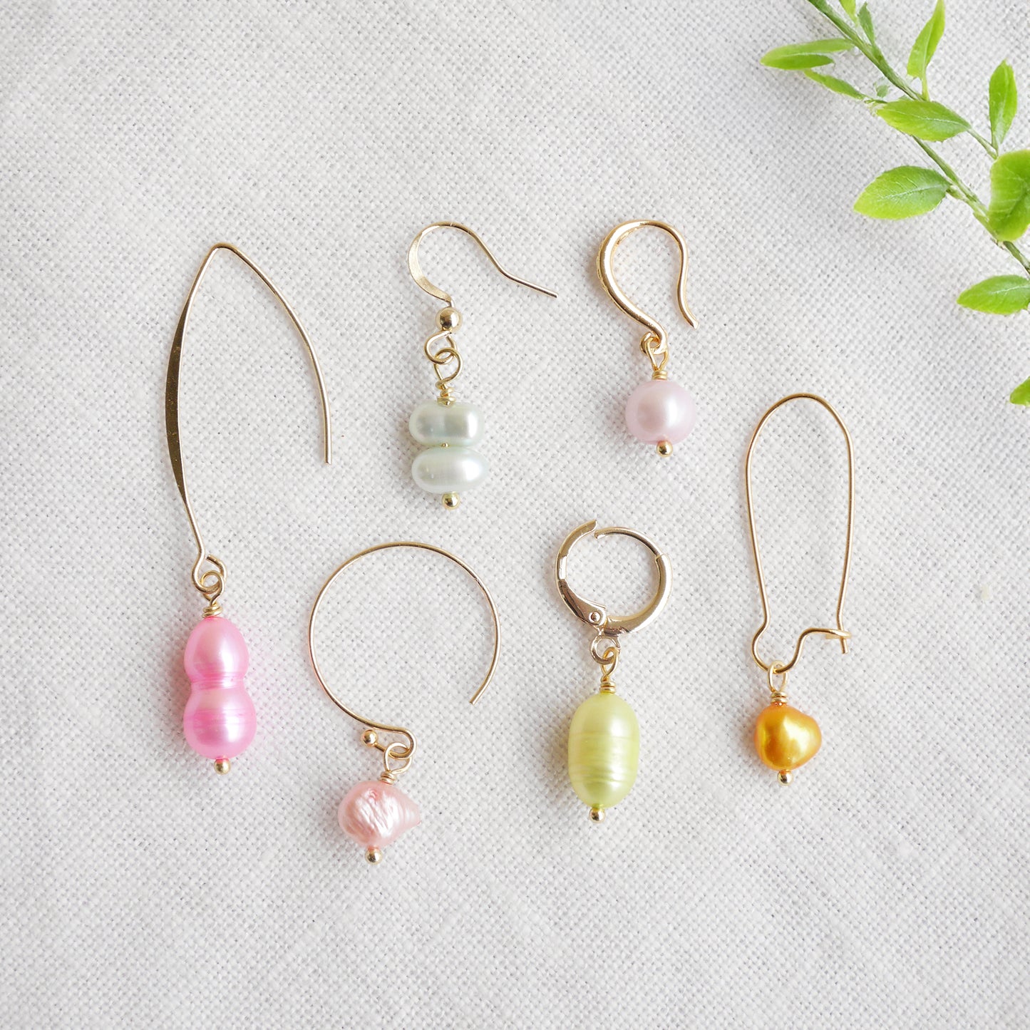 Colorful baroque pearl drop earrings - dainty gold-plated fun summer jewelry, handmade customized gift for her