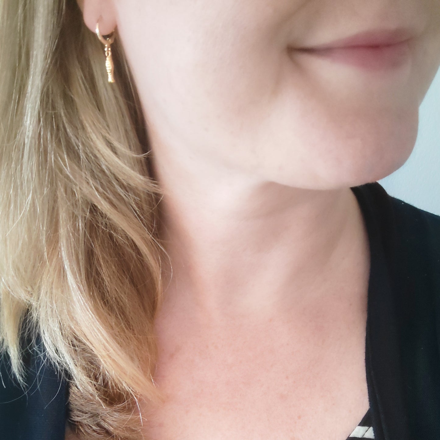 Fish earrings - gold sardine charm jewelry, handmade salmon pendant gift for her
