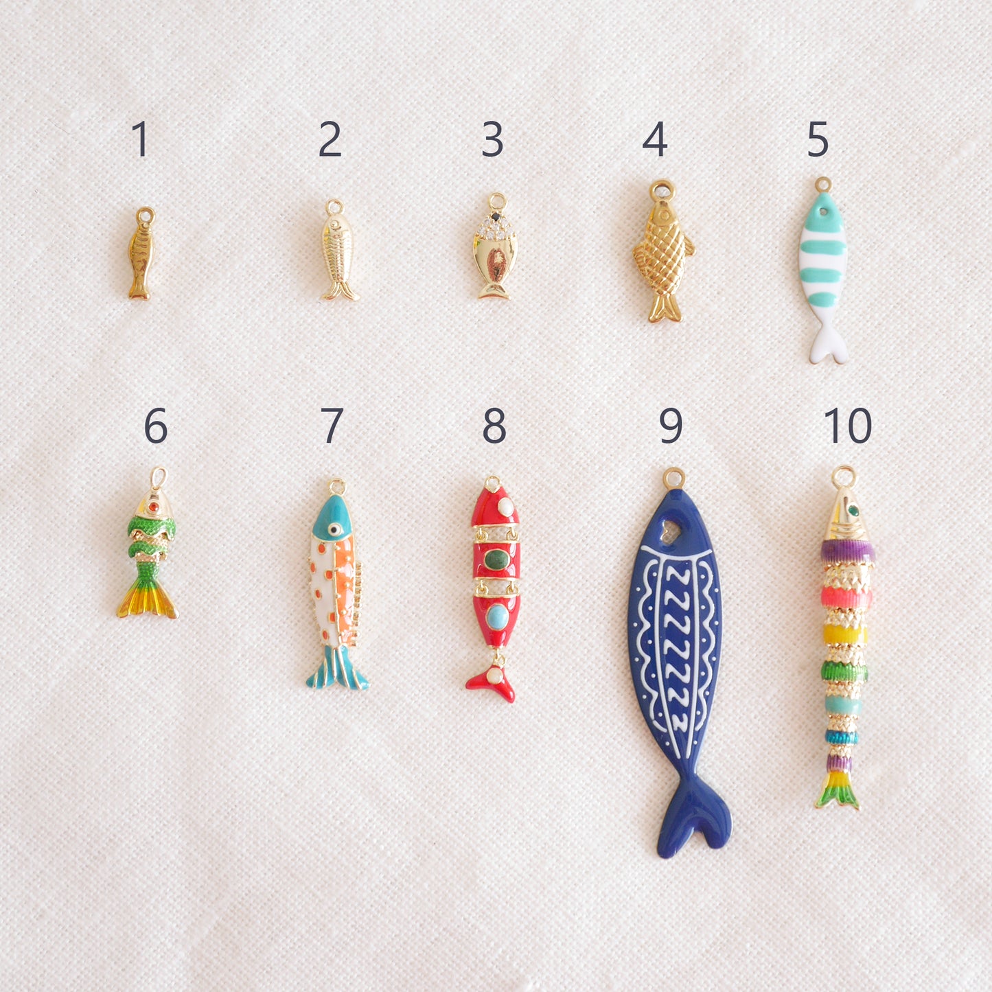 Fish necklace - Pisces gold charm chain, sardine bass jewelry gift for her