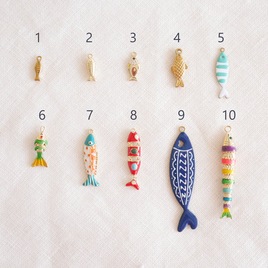 Fish necklace - Pisces gold charm chain, sardine bass jewelry gift for her