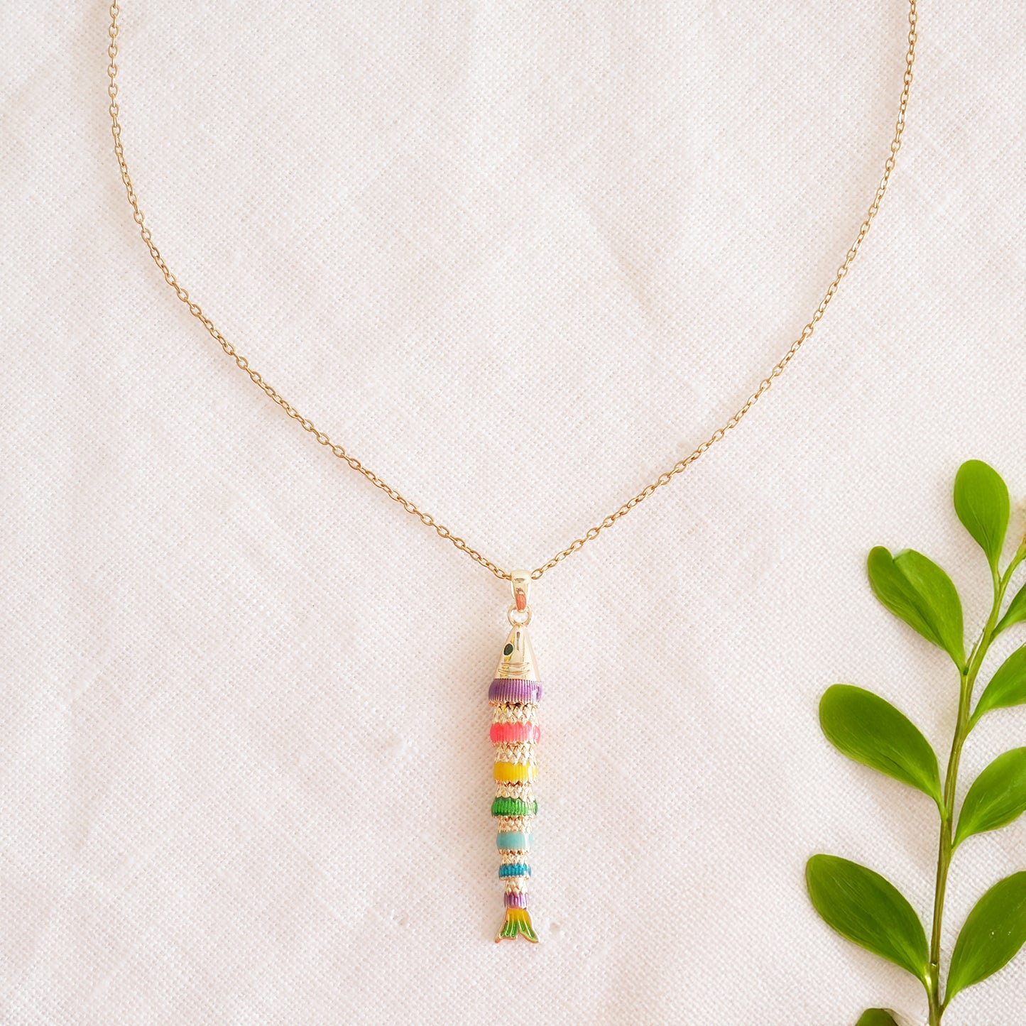 Fish necklace - Pisces gold charm chain, sardine bass jewelry gift for her