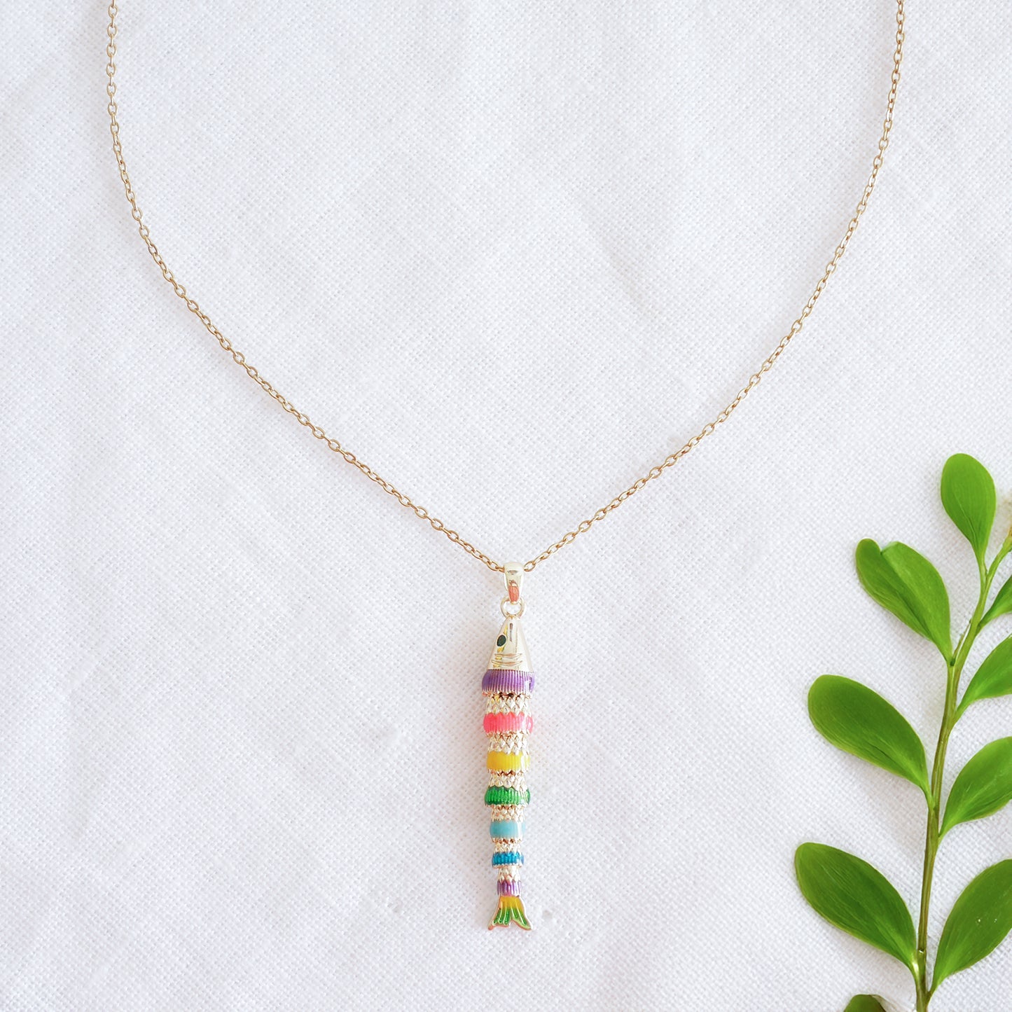 Fish necklace - Pisces gold charm chain, sardine bass jewelry gift for her