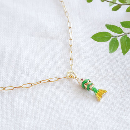 Fish necklace - Pisces gold charm chain, sardine bass jewelry gift for her