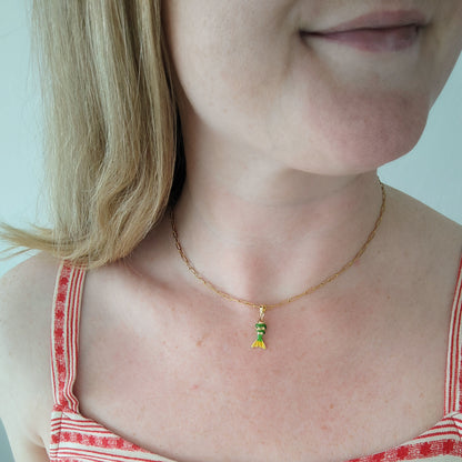 Fish necklace - Pisces gold charm chain, sardine bass jewelry gift for her