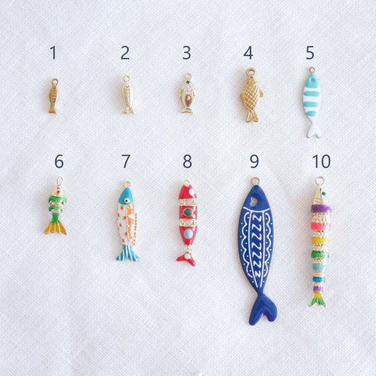 Fish necklace - Pisces gold charm chain, sardine bass jewelry gift for her