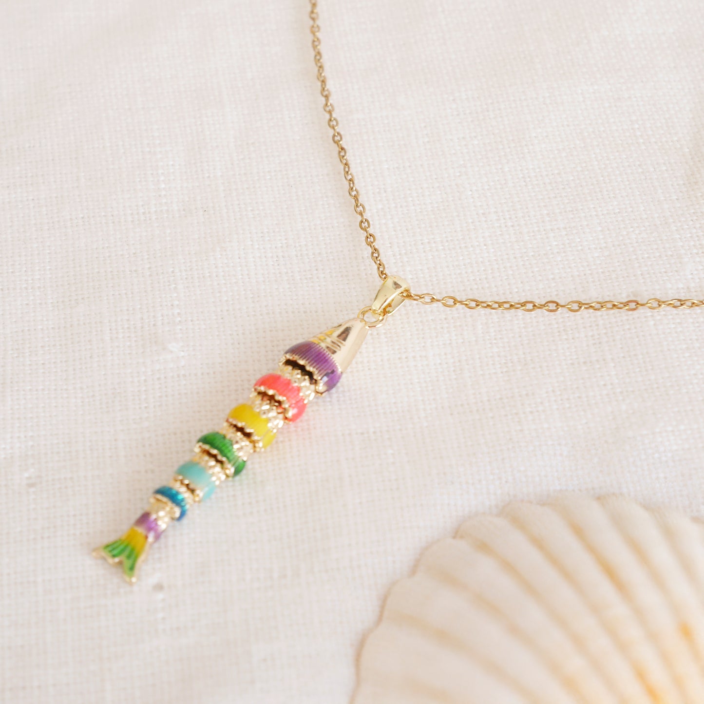 Fish necklace - Pisces gold charm chain, sardine bass jewelry gift for her