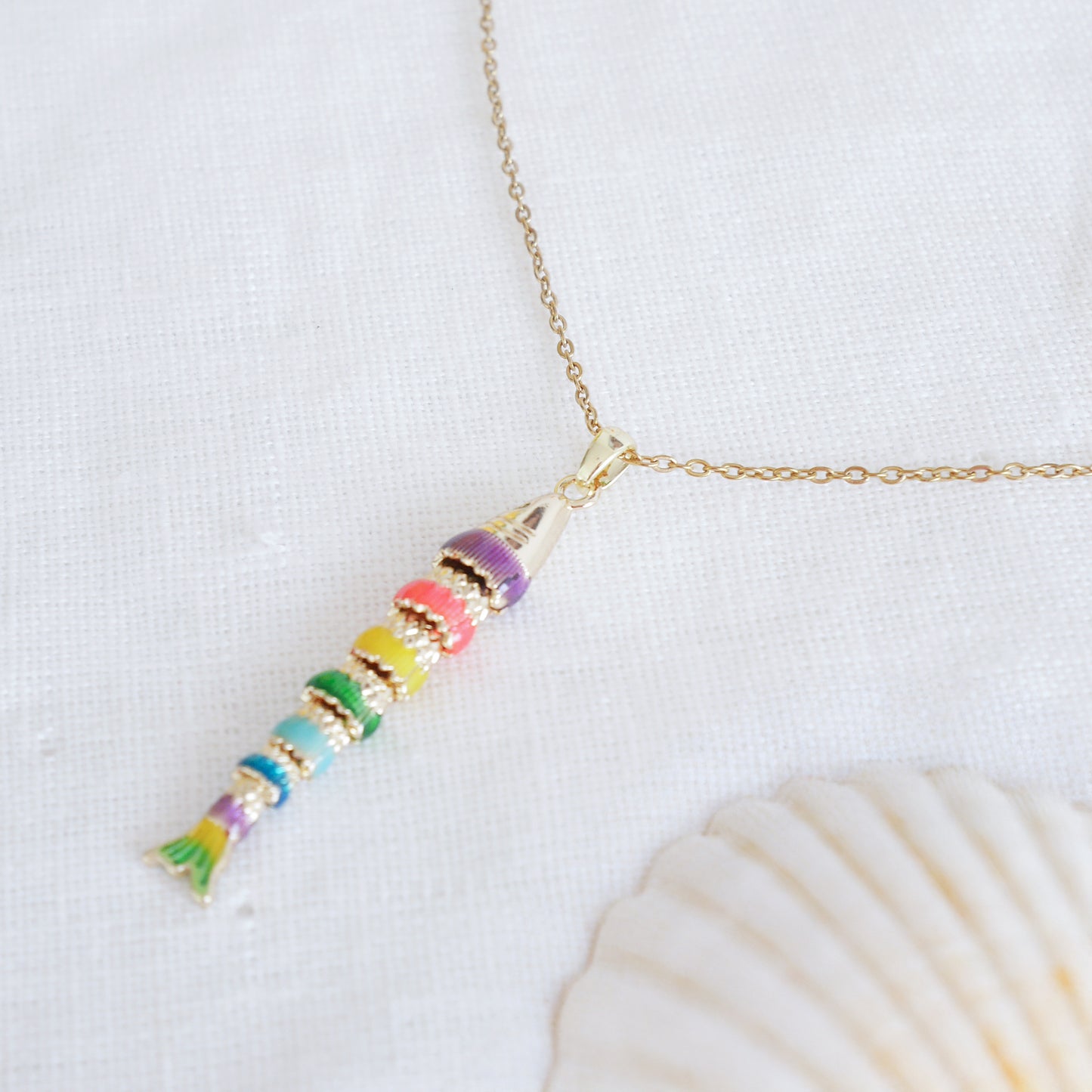 Fish necklace - Pisces gold charm chain, sardine bass jewelry gift for her