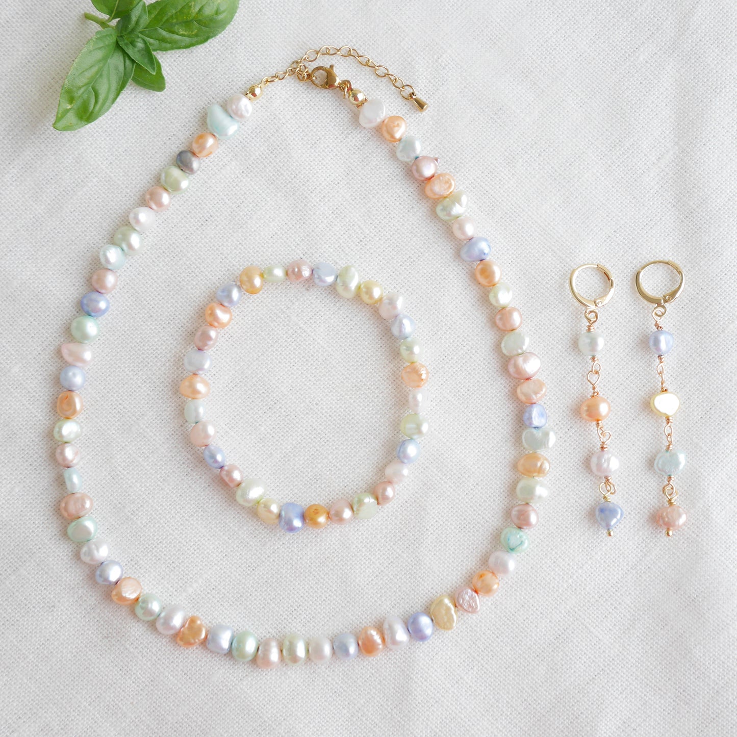 Long pearl earrings in pastel colors - baroque freshwater pearls jewelry gift