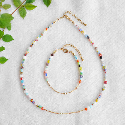 Morse code bracelet - custom name jewelry gift for her with small floral glass beads