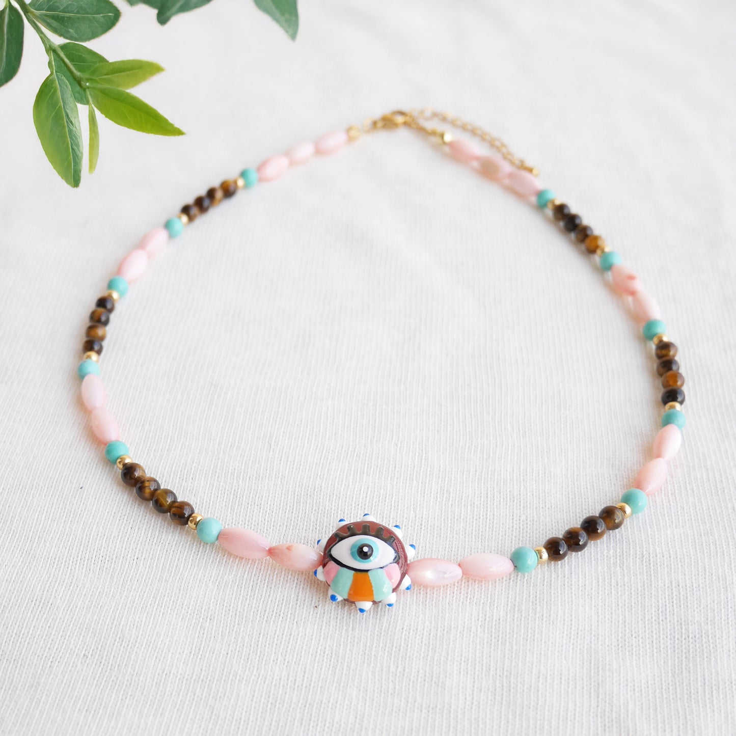 Retro necklace - Evil eye jewelry gift for her, beaded boho style choker