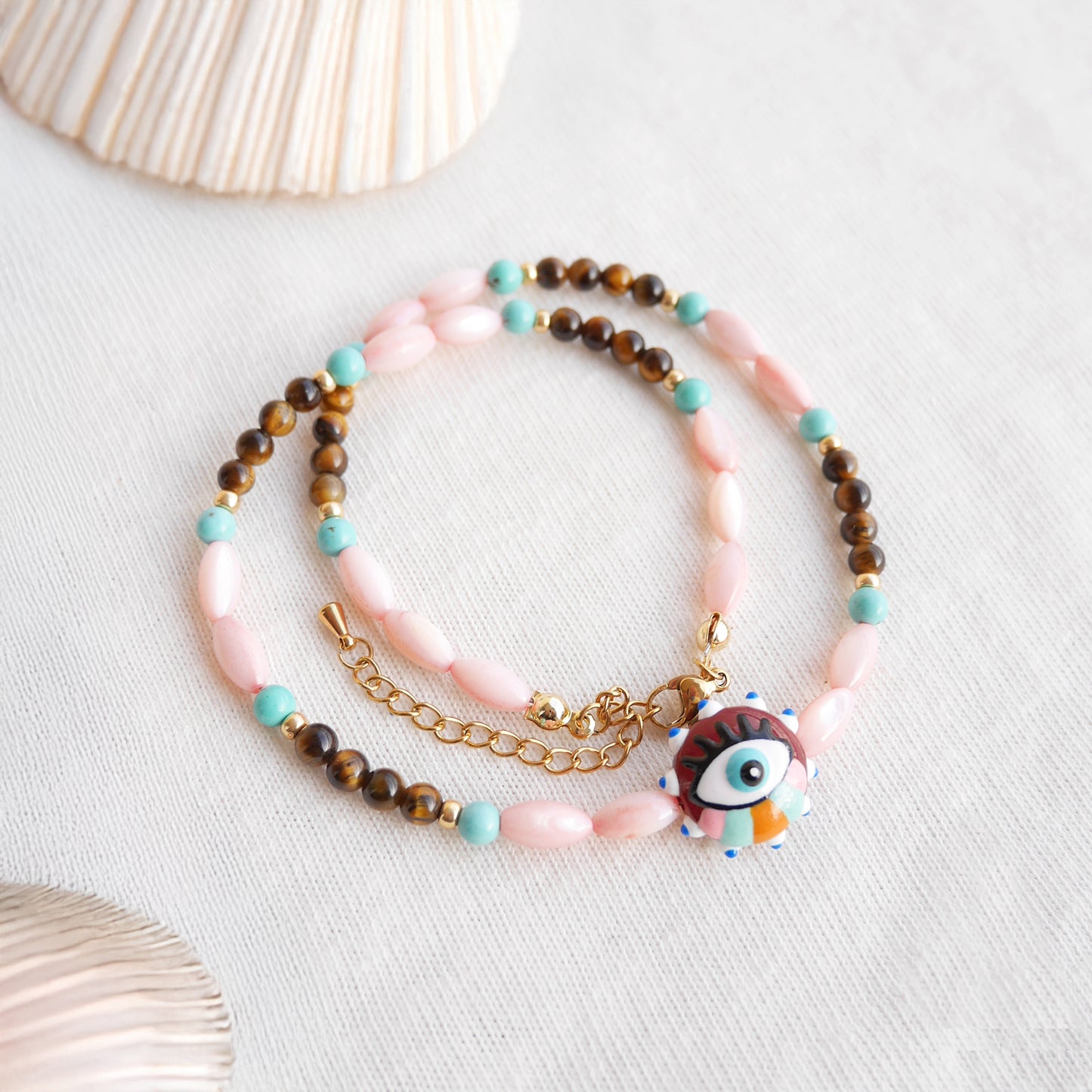 Retro necklace - Evil eye jewelry gift for her, beaded boho style choker