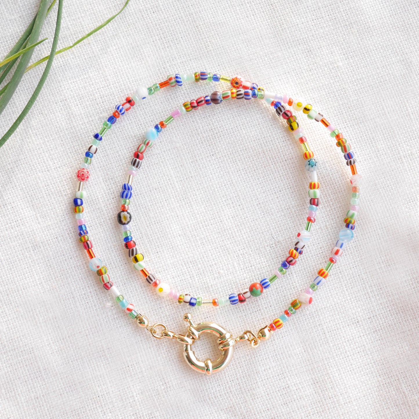 Tiny seed beads front clasp necklace - dainty beaded choker for her