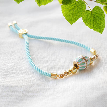 Turquoise gold bracelet - boho summer jewelry gift for her, adjustable cord