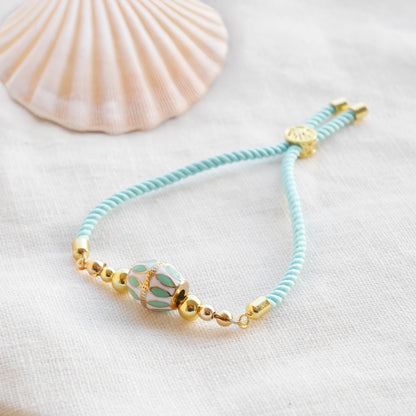 Turquoise gold bracelet - boho summer jewelry gift for her, adjustable cord