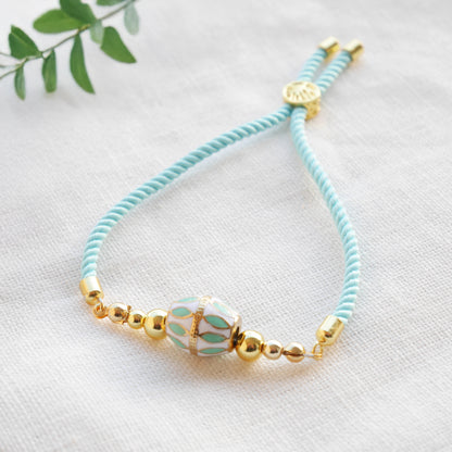 Turquoise gold bracelet - boho summer jewelry gift for her, adjustable cord