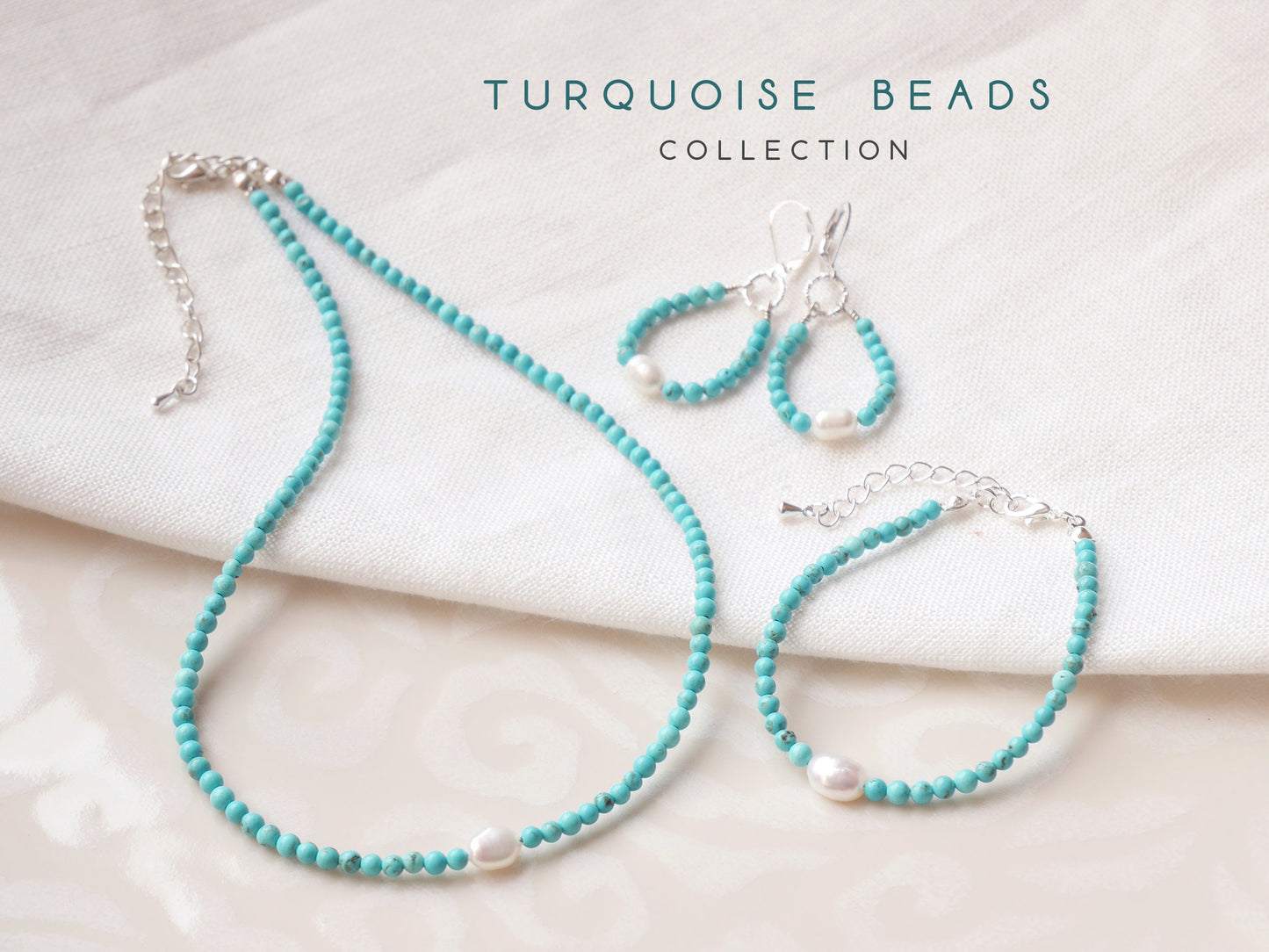 Turquoise hoop earrings | Turquoise stone earrings with freshwater pearls | Turquoise boho earrings | Summer earrings for vacation and beach