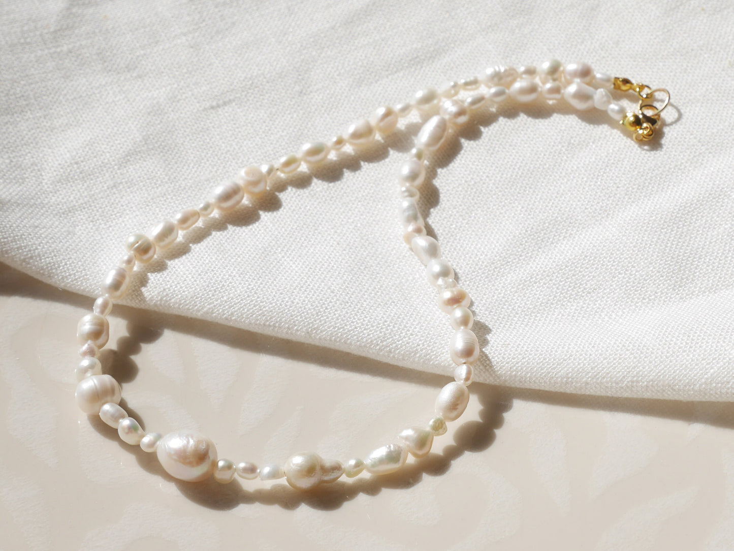 Mixed freshwater pearls necklace | Various white irregular real pearls choker | Pearls in different shapes and sizes jewelry | Gift for her