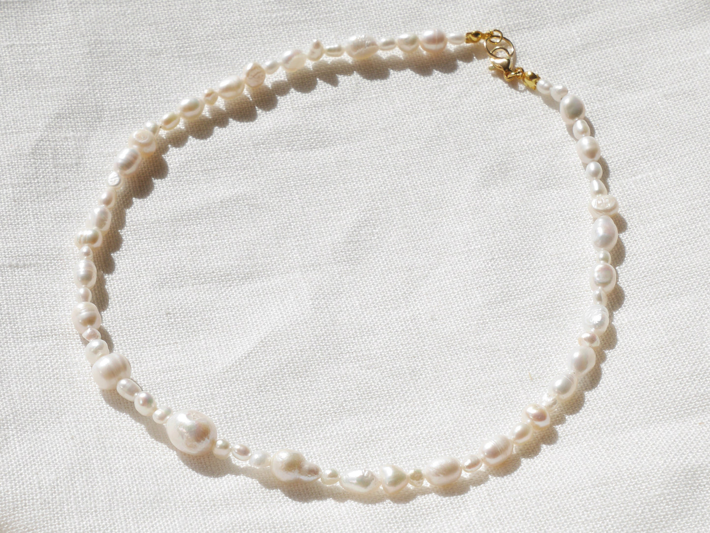 Mixed freshwater pearls necklace | Various white irregular real pearls choker | Pearls in different shapes and sizes jewelry | Gift for her