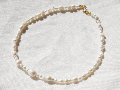 Mixed freshwater pearls necklace | Various white irregular real pearls choker | Pearls in different shapes and sizes jewelry | Gift for her