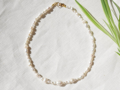 Mixed freshwater pearls necklace | Various white irregular real pearls choker | Pearls in different shapes and sizes jewelry | Gift for her