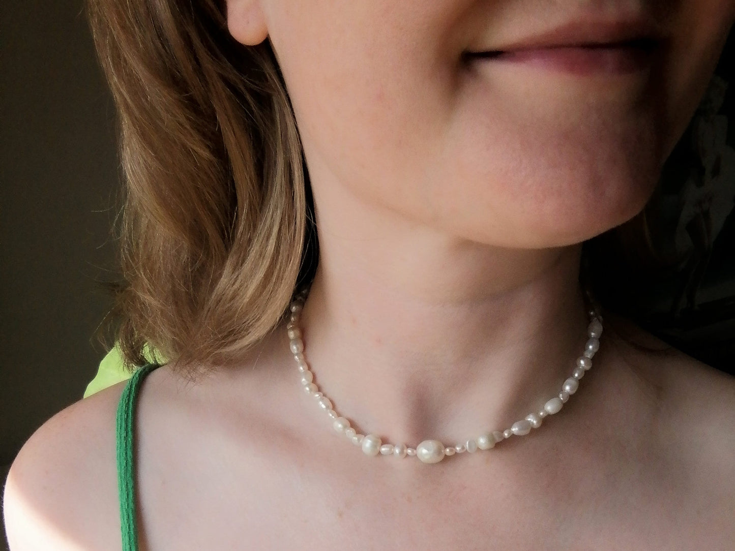 Mixed freshwater pearls necklace | Various white irregular real pearls choker | Pearls in different shapes and sizes jewelry | Gift for her