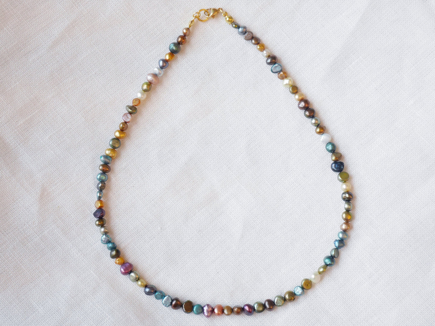 Dark pearls necklace | Dark colors real pearls choker | Beaded mixed metallic freshwater pearl jewelry | Unisex birthday gift for him or her