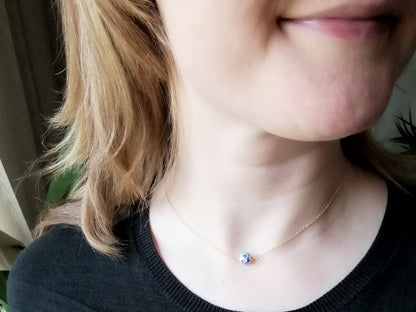 Blue porcelain chain necklace – dainty gold jewelry for everyday wear