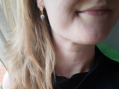 Art deco drop earrings | Small porcelain ceramic jewelry | Vintage 1920s style with flower pattern | Dainty cute elegant handmade gift idea