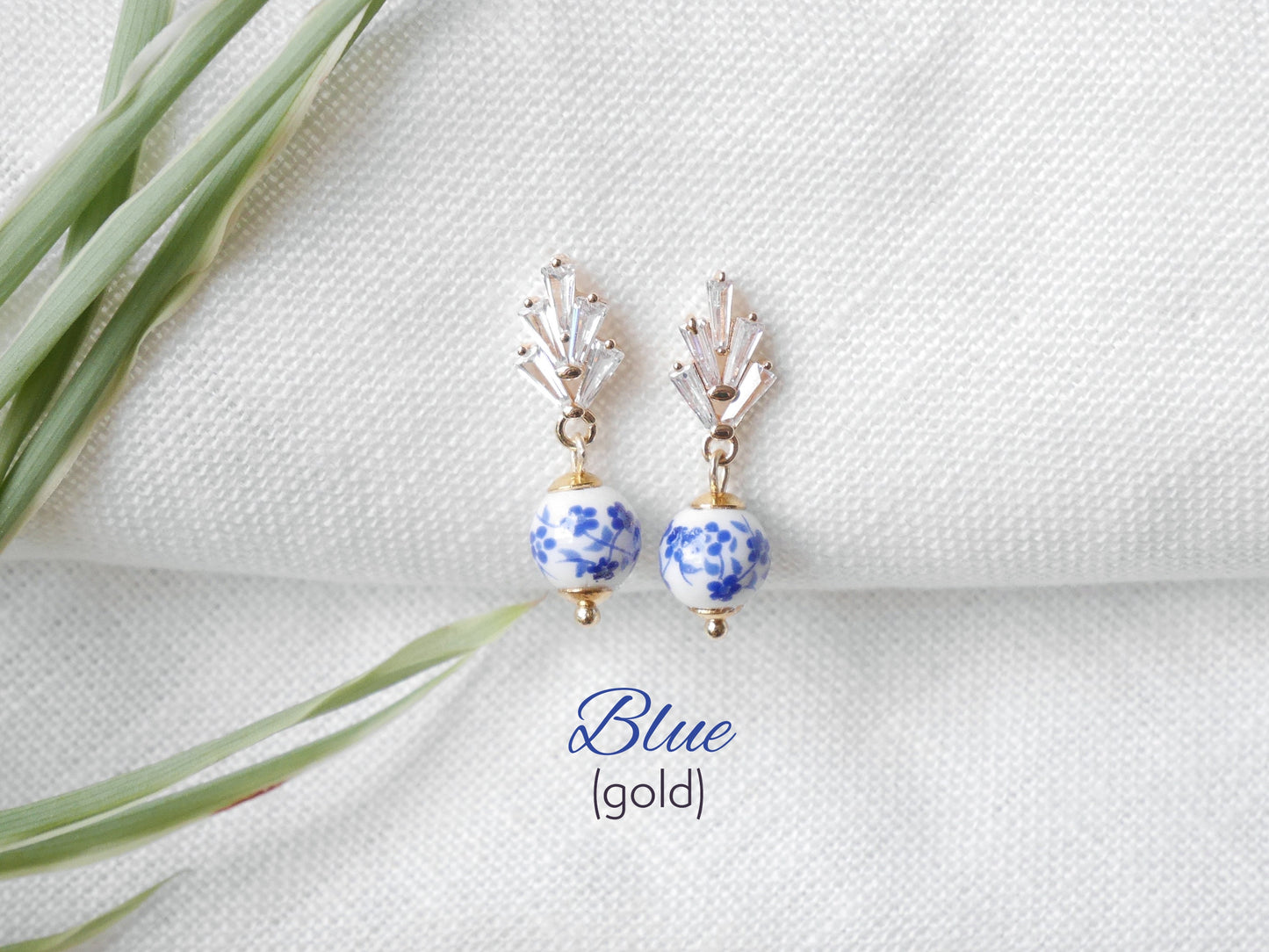 Art deco drop earrings | Small porcelain ceramic jewelry | Vintage 1920s style with flower pattern | Dainty cute elegant handmade gift idea