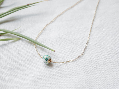 Blue porcelain chain necklace – dainty gold jewelry for everyday wear
