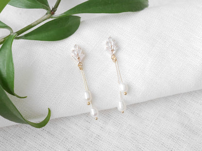 Art deco long dangle earrings – elegant freshwater pearl drop jewelry