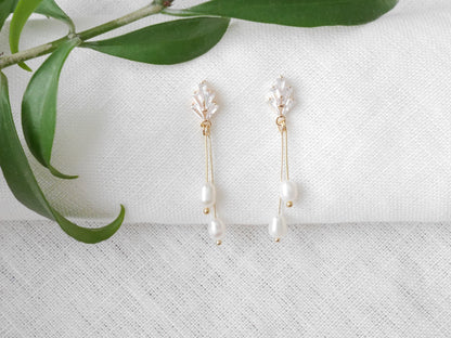 Art deco long dangle earrings – elegant freshwater pearl drop jewelry