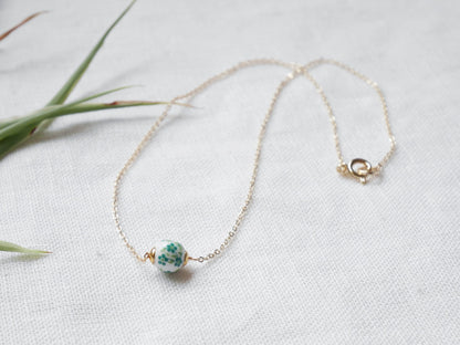 Blue porcelain chain necklace – dainty gold jewelry for everyday wear