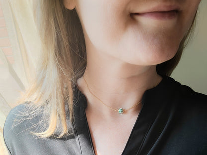 Blue porcelain chain necklace – dainty gold jewelry for everyday wear