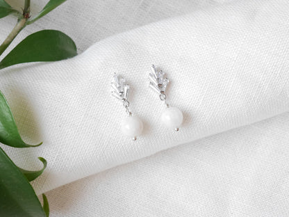 Zircon moonstone earrings | Art deco jewelry | White stone drop earrings | Vintage style cute dainty design | 1920's inspired bridal wedding