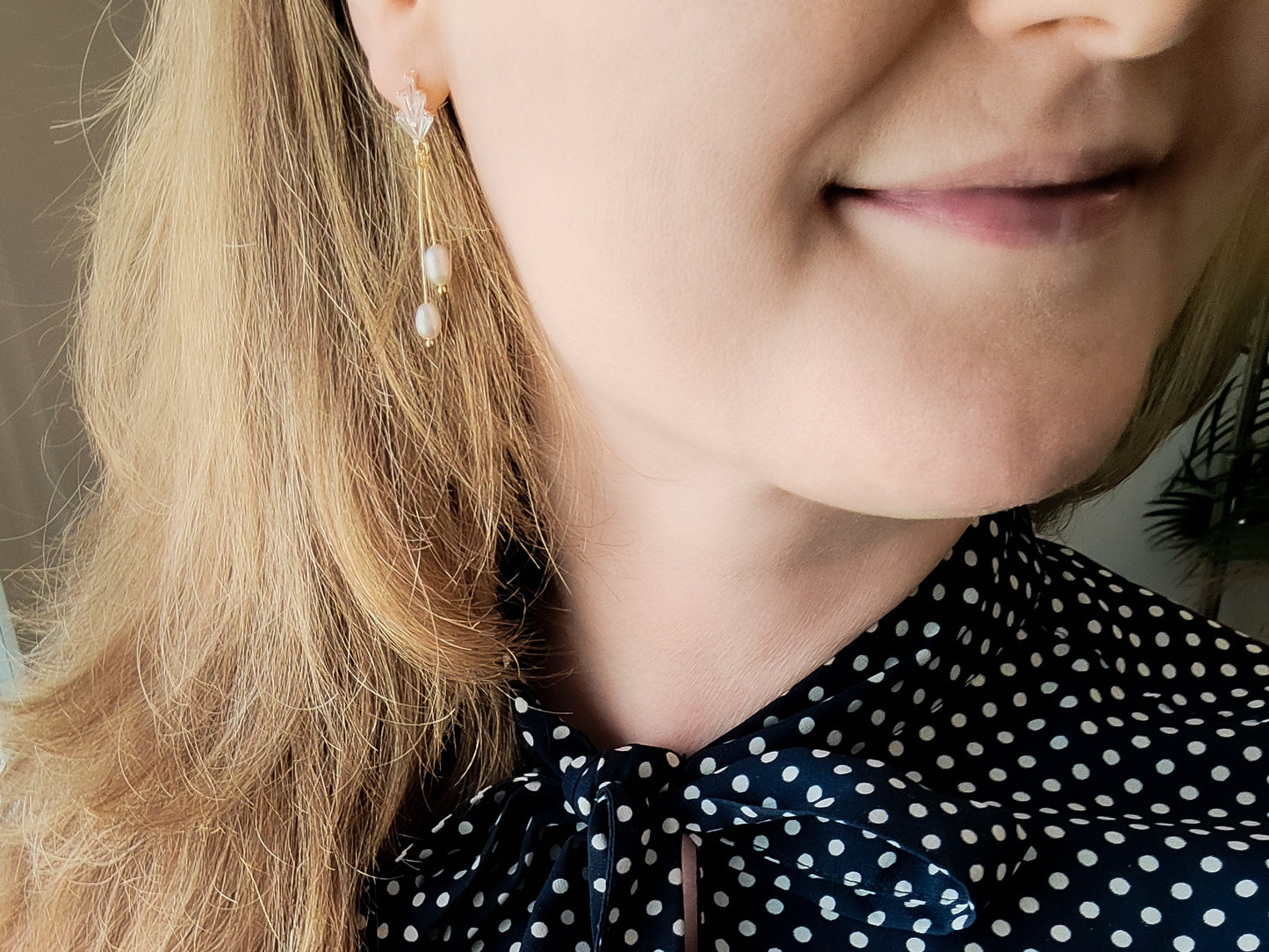 Art deco long dangle earrings – elegant freshwater pearl drop jewelry