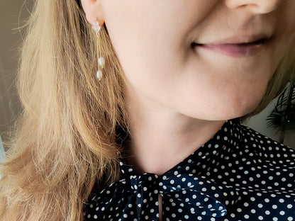 Art deco long dangle earrings – elegant freshwater pearl drop jewelry