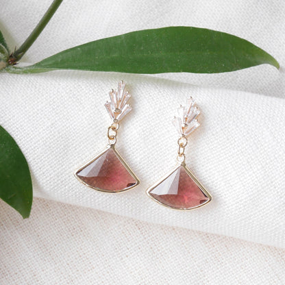 Plum art deco earrings | Burgundy glass drop earrings | 1920s style jewelry in wine color | Dainty dangle earrings | Birthday gift for woman