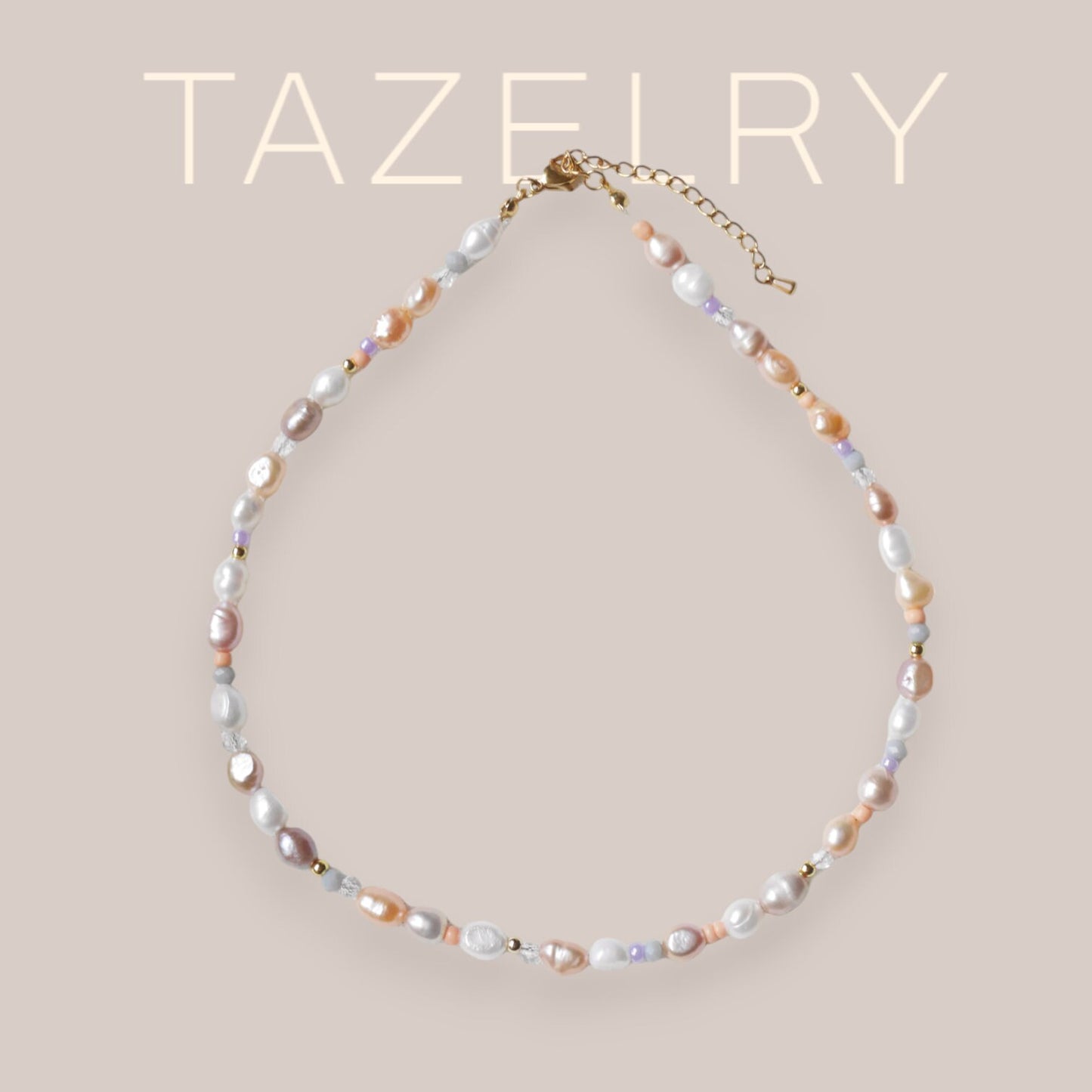 Mauve pearl necklace | Muted colors freshwater pearl choker | Boho mixed pearls jewelry with pink purple | Colorful beaded necklace for her