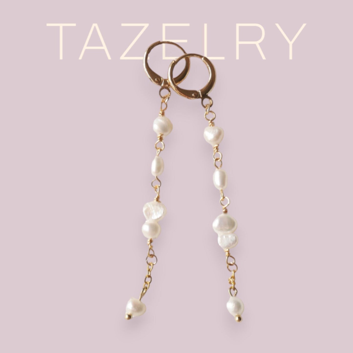 Long pearl drop earrings – dainty bridal freshwater pearl dangle in gold