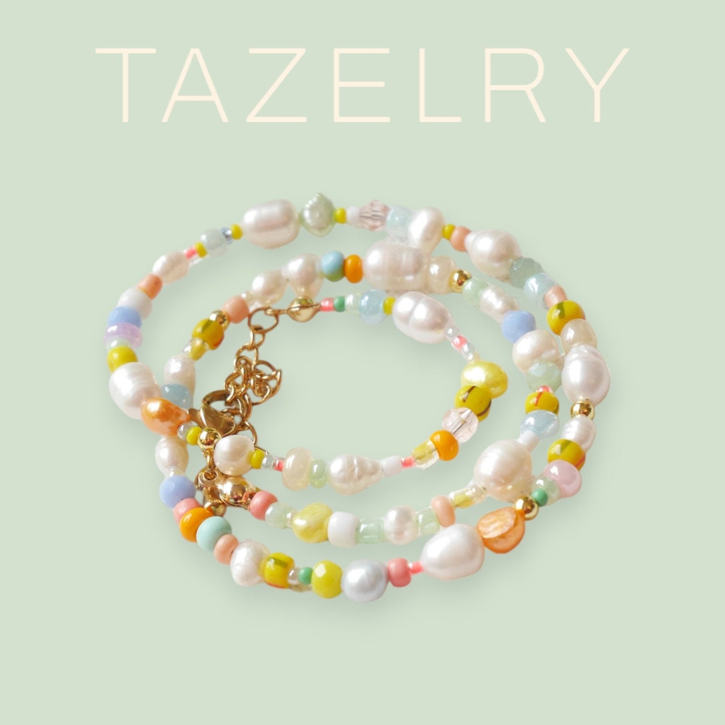 Tropical beads necklace | Exotic colorful beaded choker with pastel color beads | Cute multicolor seed bead jewelry with freshwater pearls